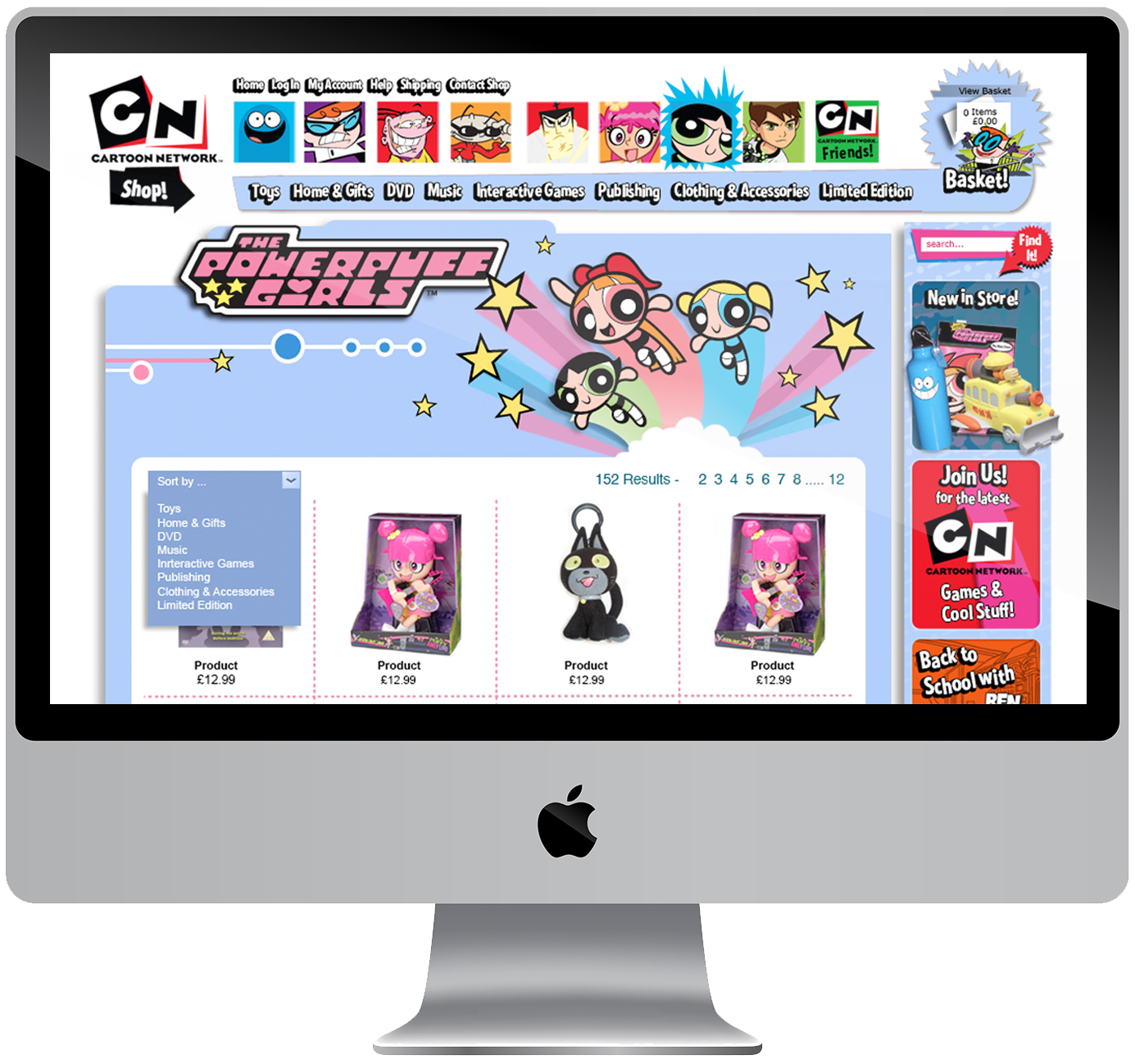 Ecommerce web design Cartoon Network