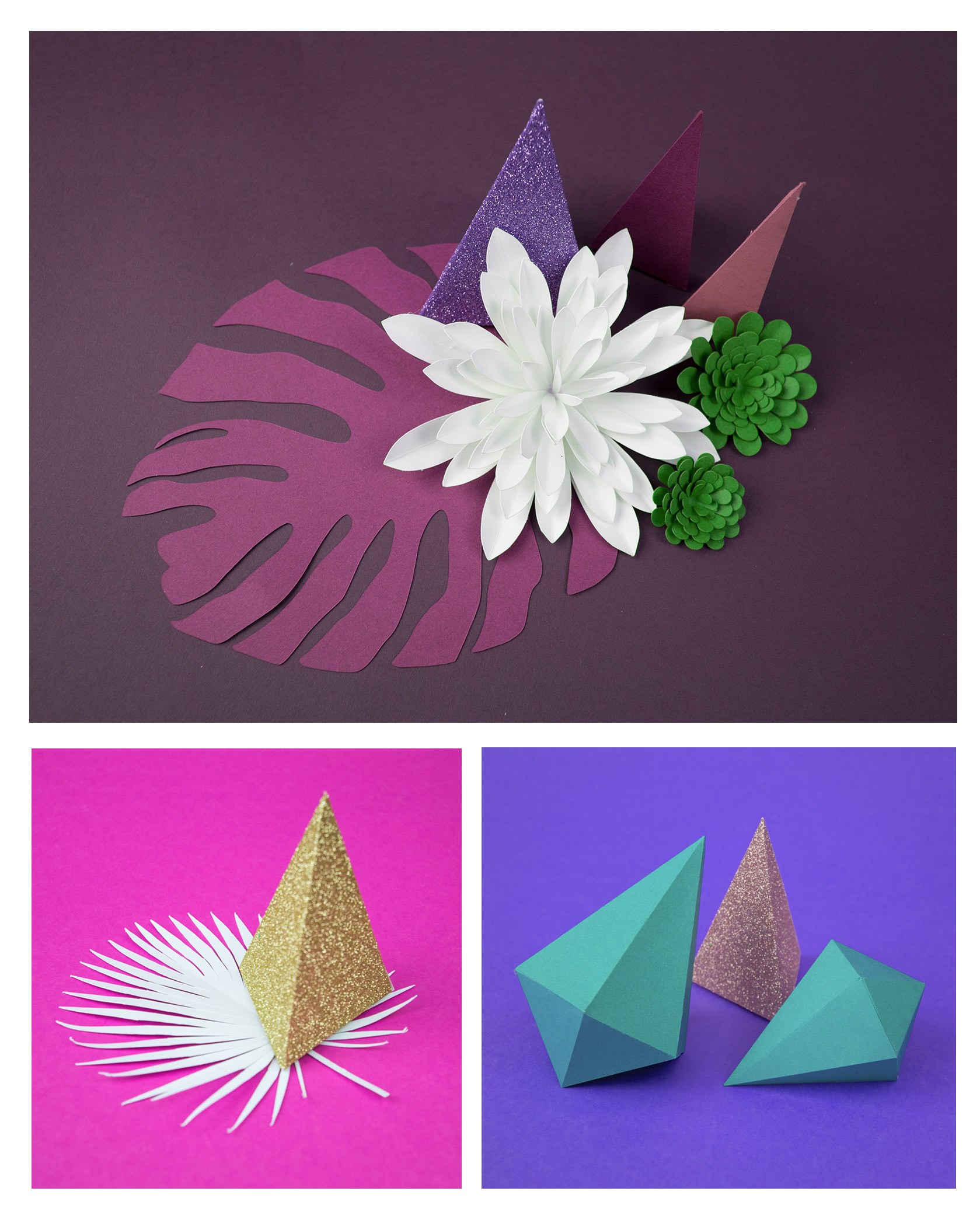 Paper sculpture botanical gems