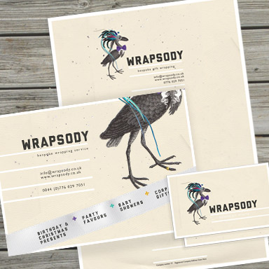 Branding and printed adverts for Wrapsody