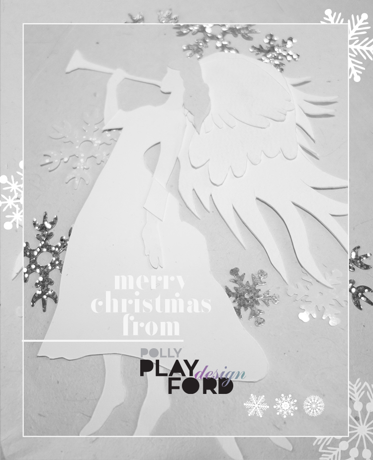 christmas angel paper cut out illustration with snow flakes freelance illustrator london