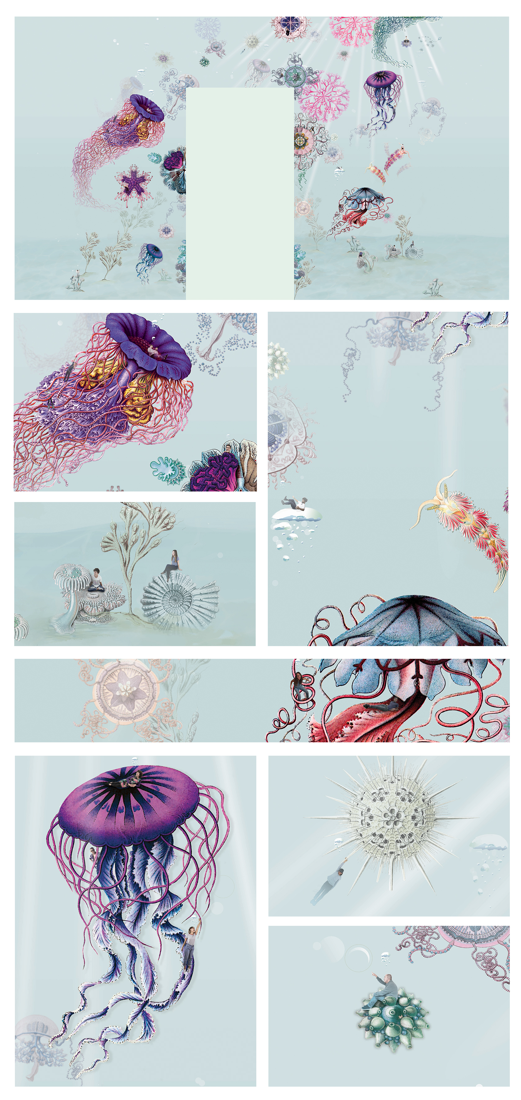 Digitally printed jellyfish wallpaper