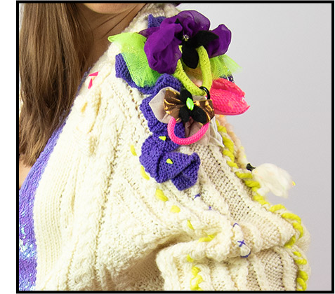 oversized hand knitted Cardigan shoulder detail